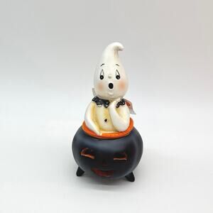 Johanna Parker Transpac Mini Ghost In Cauldron LED Light Up Halloween Decor NEW